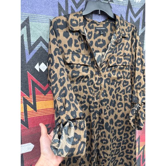 Banana Republic Animal Print Maxi Dress Small Cheetah Leopard Africa Mob Luxe - Picture 2 of 8